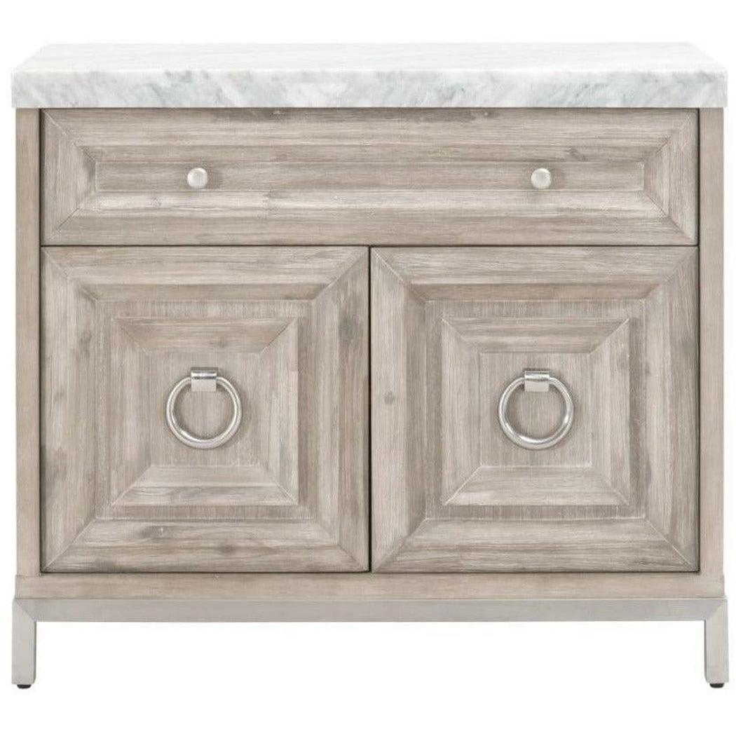 Azure Natural Grey Accent Cabinet With White Carrera Marble Accent Cabinets Sideboards and Things By Essentials For Living