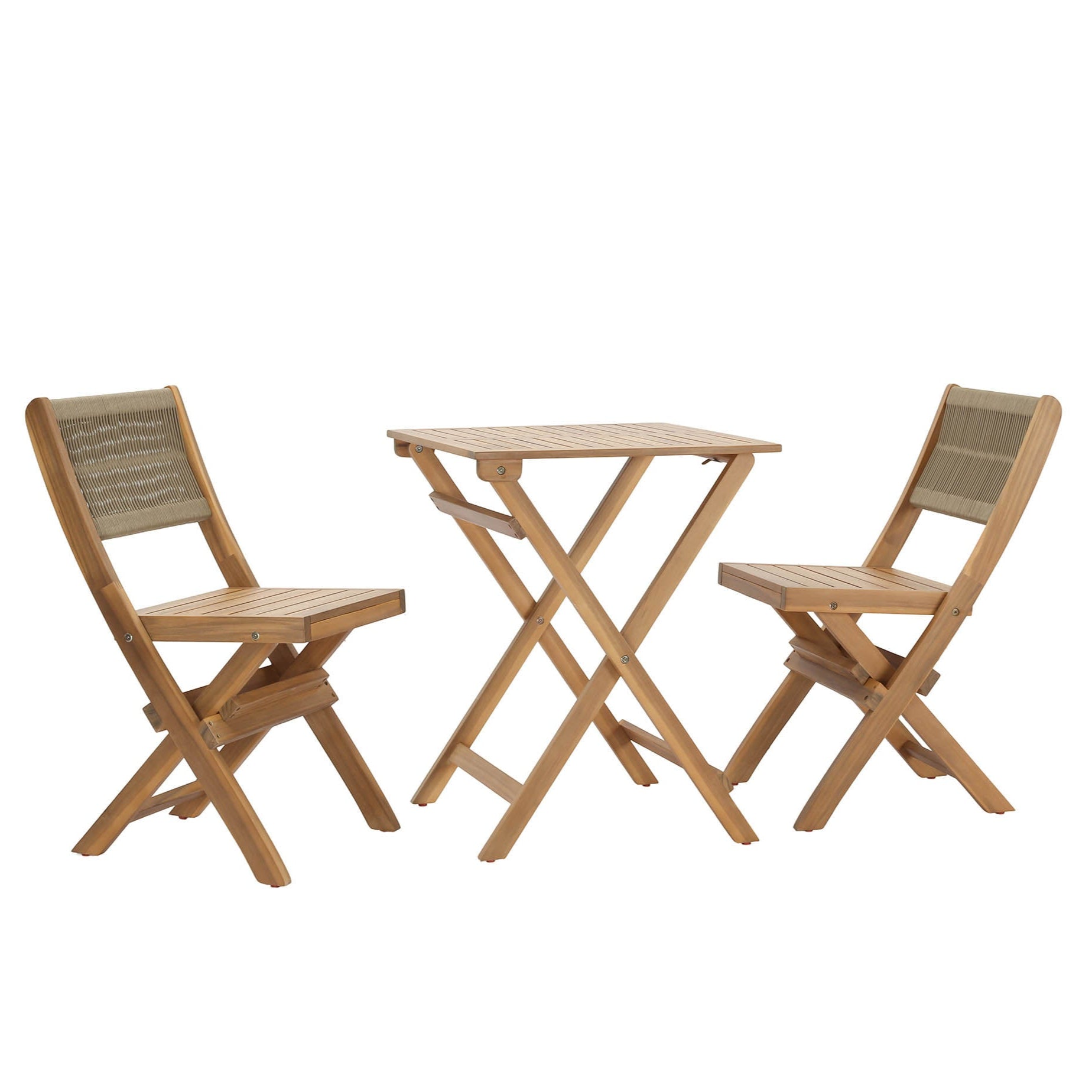 LH Home Balcony Wooden Foldable Outdoor Bistro Set