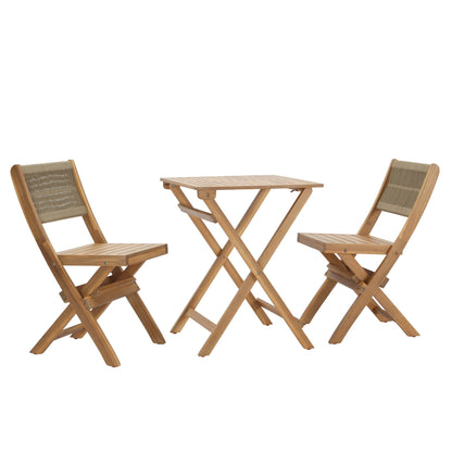 LH Home Balcony Wooden Foldable Outdoor Bistro Set