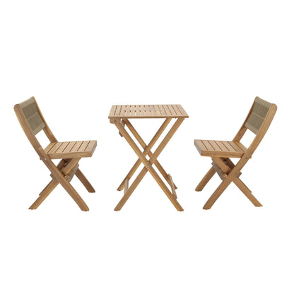 LH Home Balcony Wooden Foldable Outdoor Bistro Set