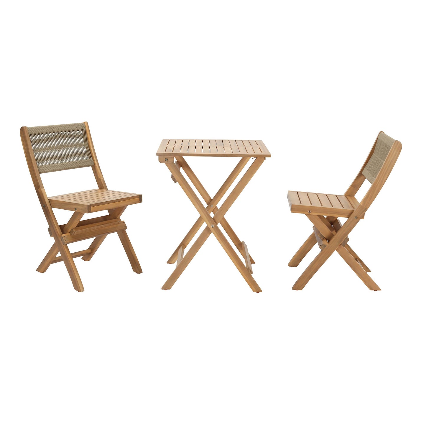 LH Home Balcony Wooden Foldable Outdoor Bistro Set