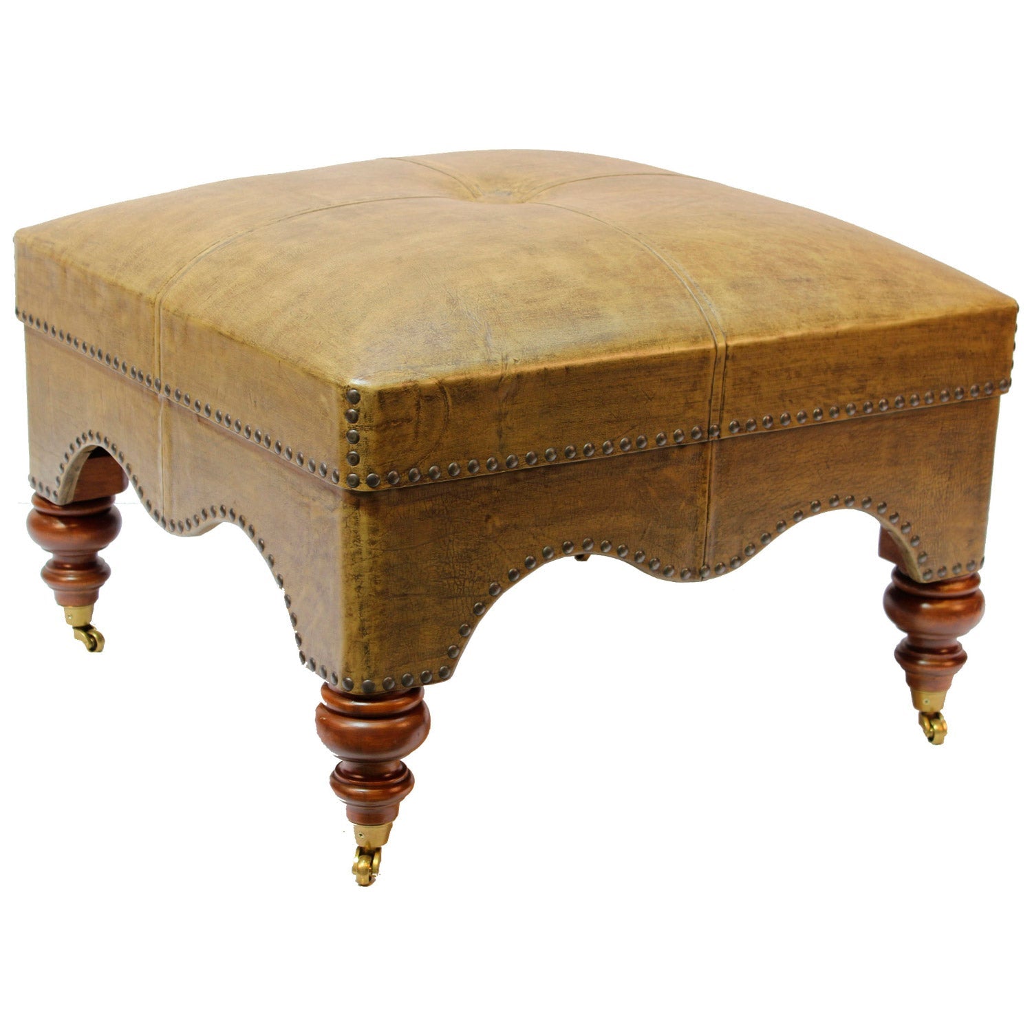 Peninsula Home Guell Brown Leather Ottoman
