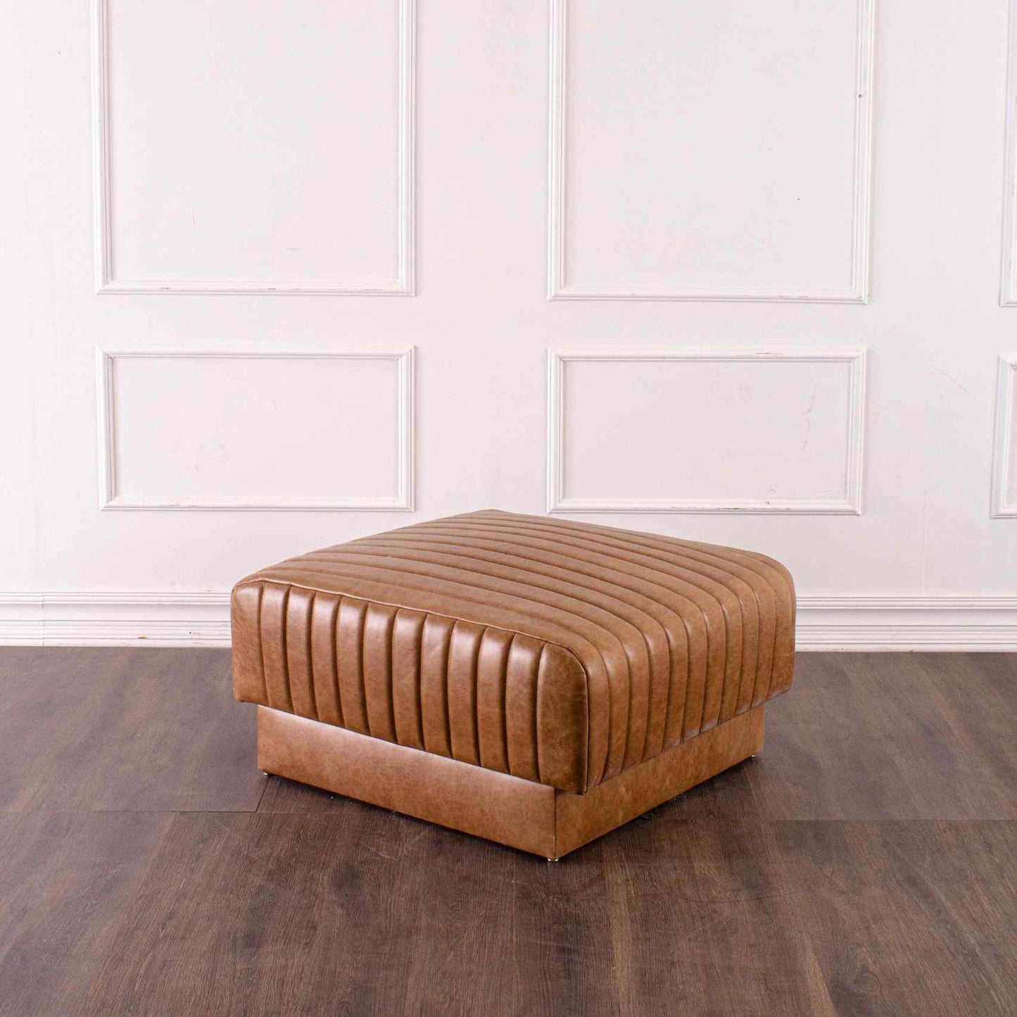 Peninsula Home Todd Brown Leather Ottoman