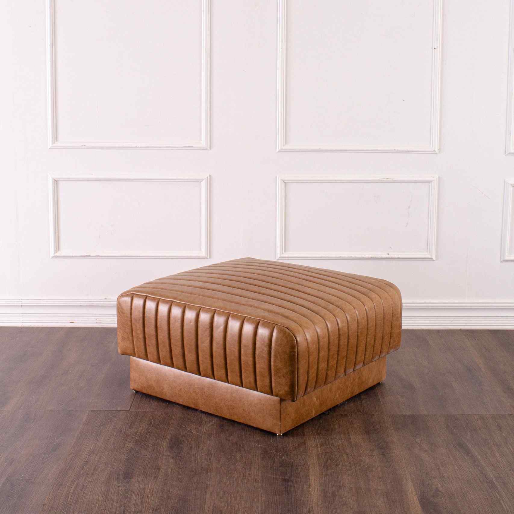 Peninsula Home Todd Brown Leather Ottoman