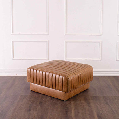 Peninsula Home Todd Brown Leather Ottoman