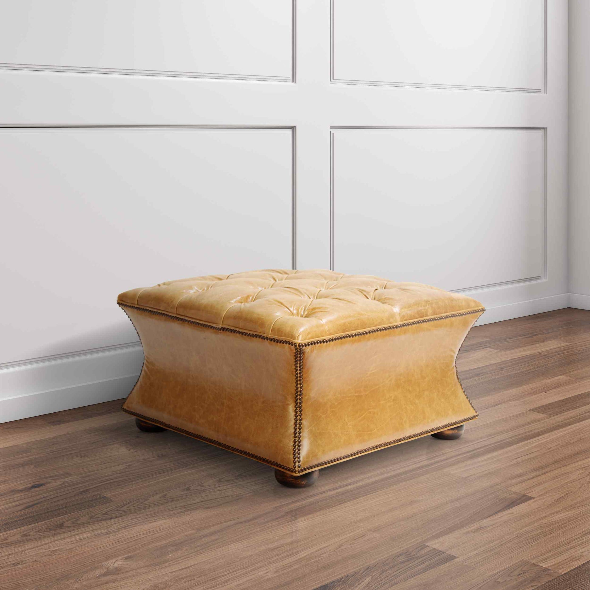 Peninsula Home Cleo Tufted Leather Ottoman