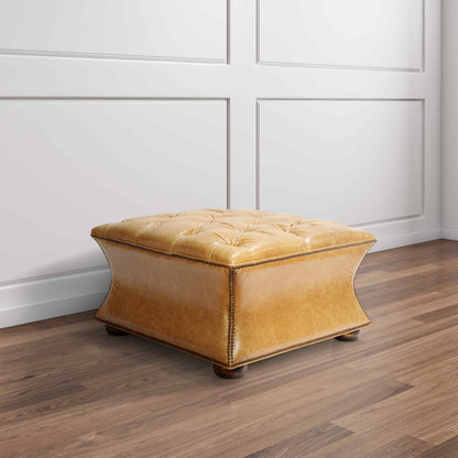 Peninsula Home Cleo Tufted Leather Ottoman
