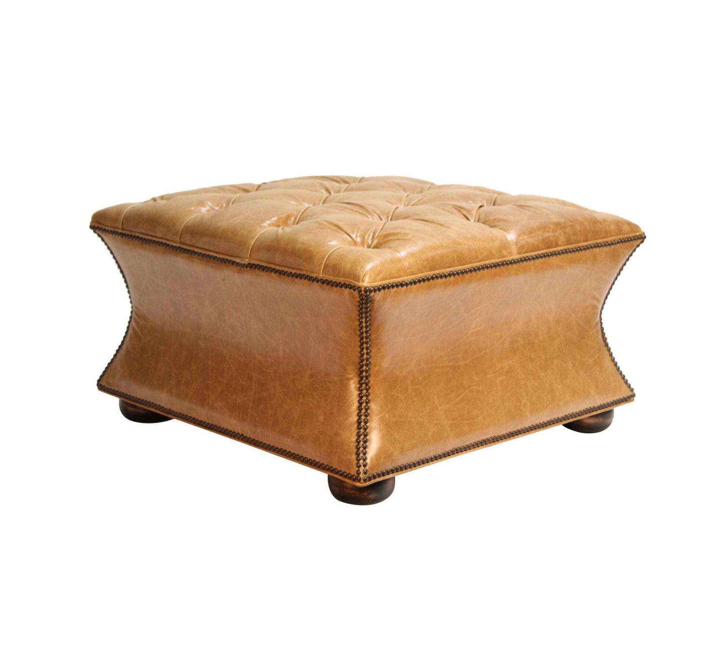 Peninsula Home Cleo Tufted Leather Ottoman