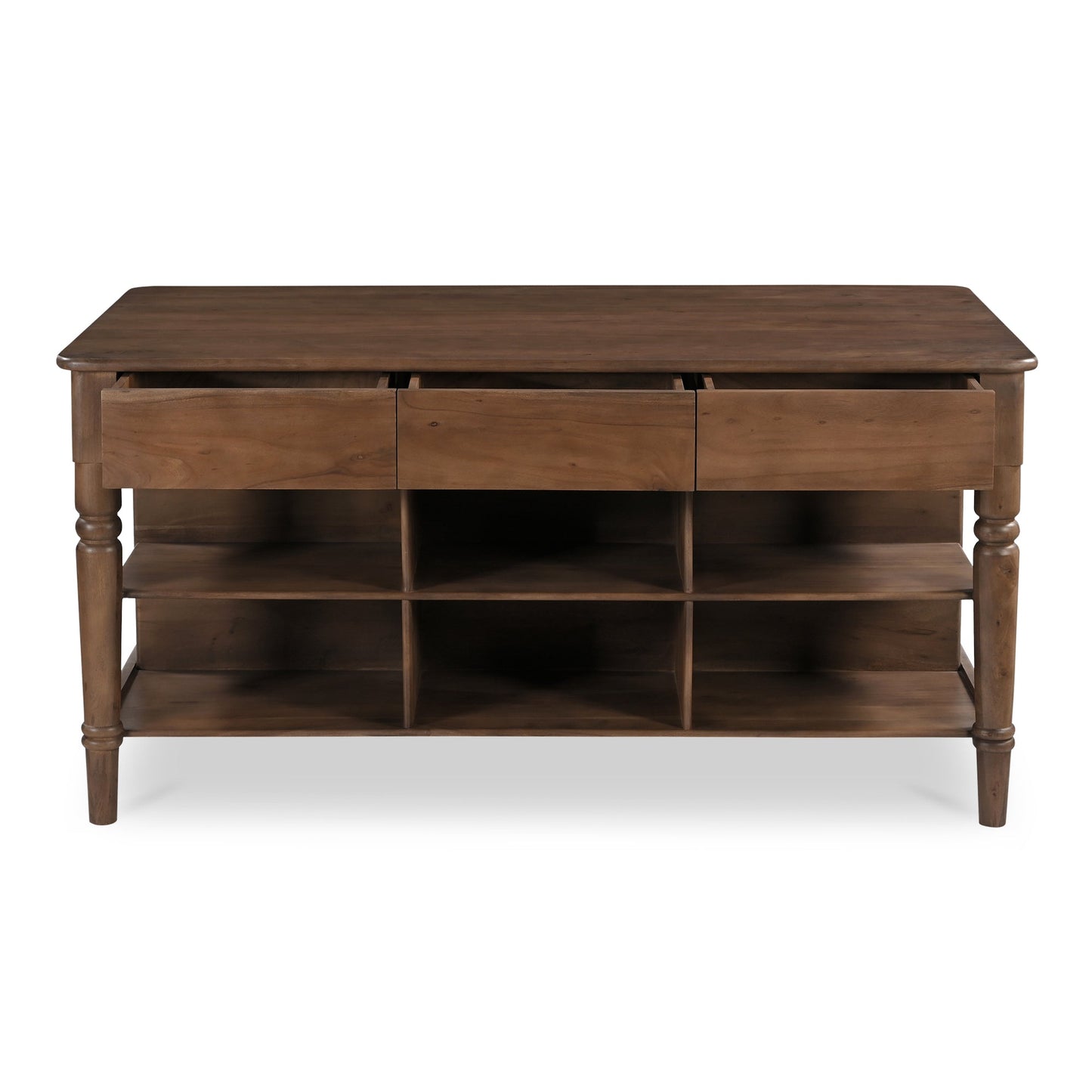 Russet Kitchen Island Brown Acacia Wood Counter Table