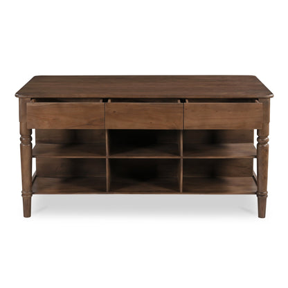 Russet Kitchen Island Brown Acacia Wood Counter Table