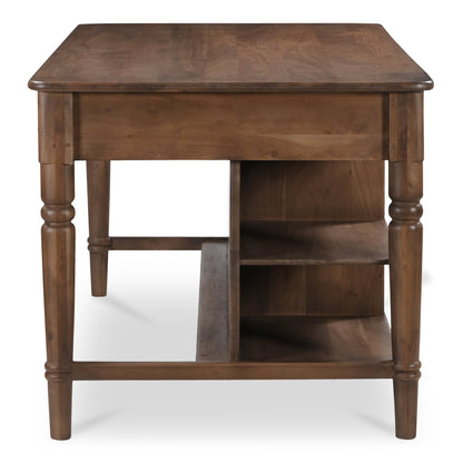 Russet Kitchen Island Brown Acacia Wood Counter Table