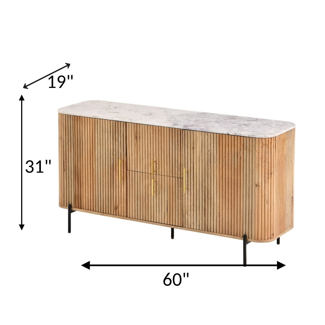 LOOMLAN Trivana Marble Top Modern Sideboard