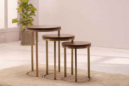 LOOMLAN Abernathy Wood Top Nesting Table Trio