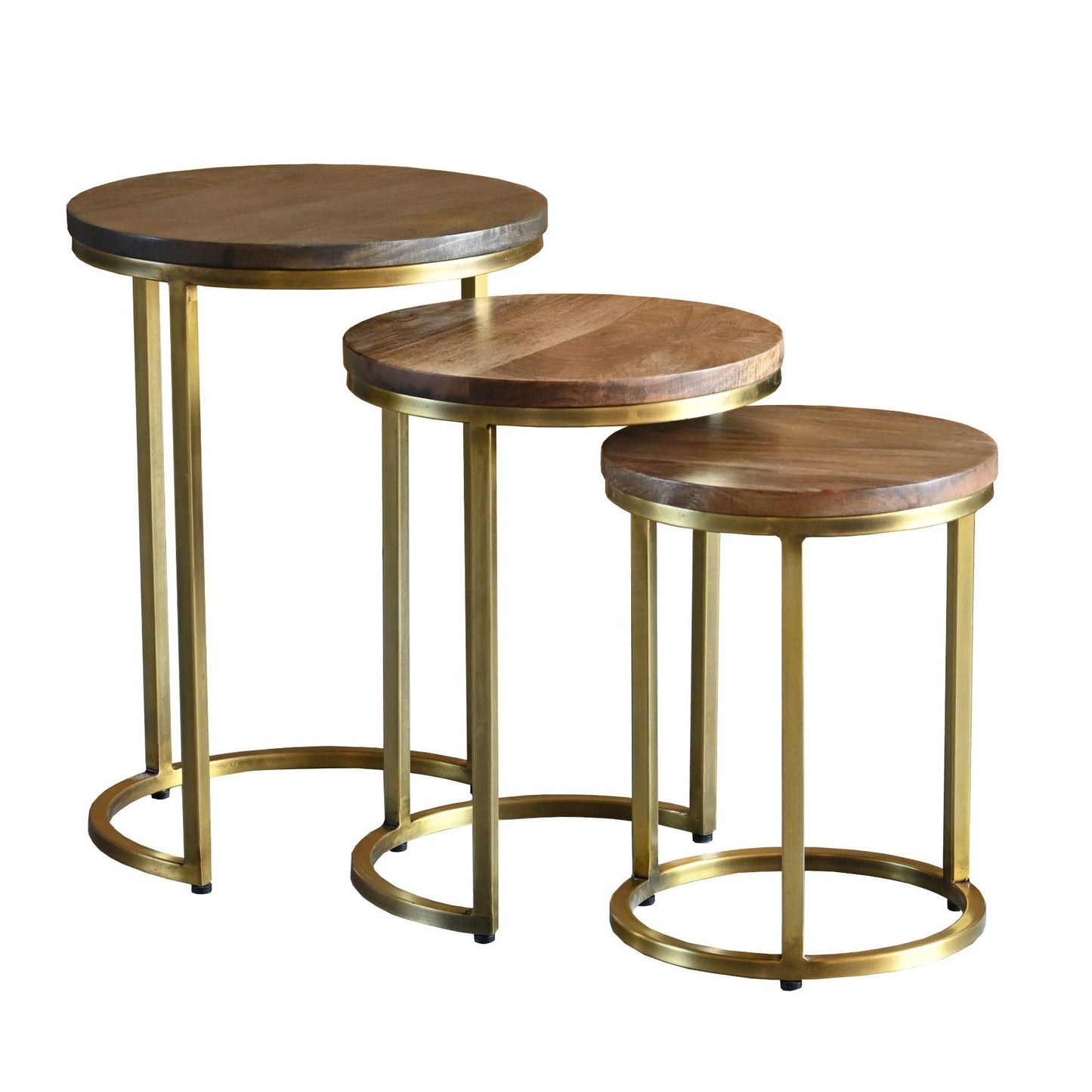 LOOMLAN Abernathy Wood Top Nesting Table Trio