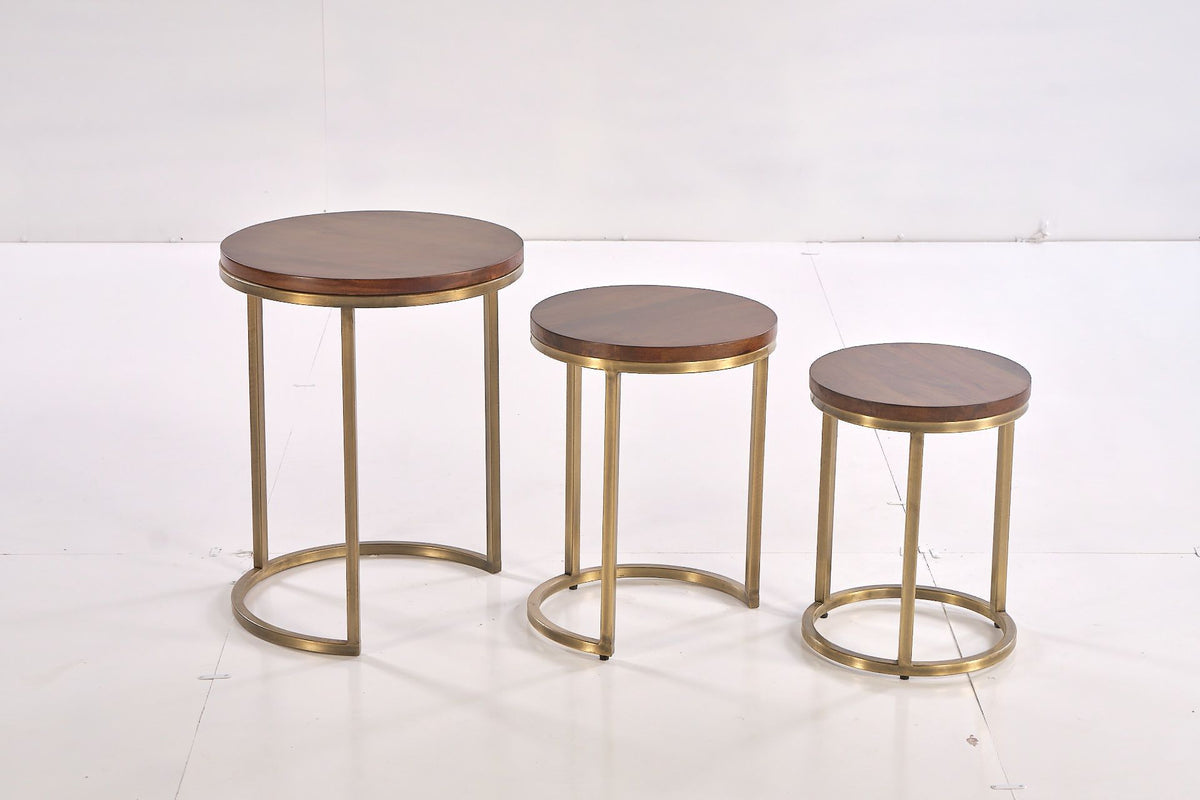 LOOMLAN Abernathy Wood Top Nesting Table Trio