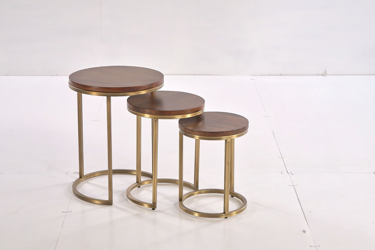 LOOMLAN Abernathy Wood Top Nesting Table Trio