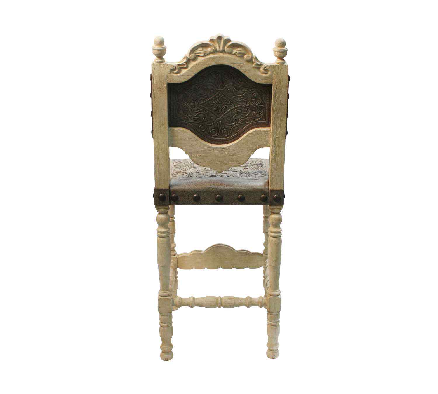 Peninsula Home Del Rey Tooled Vegetable Tanned Leather Barstool