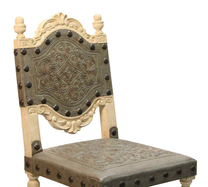Peninsula Home Del Rey Tooled Vegetable Tanned Leather Barstool