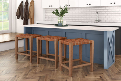 Madeira Woven Leather Counter Stool