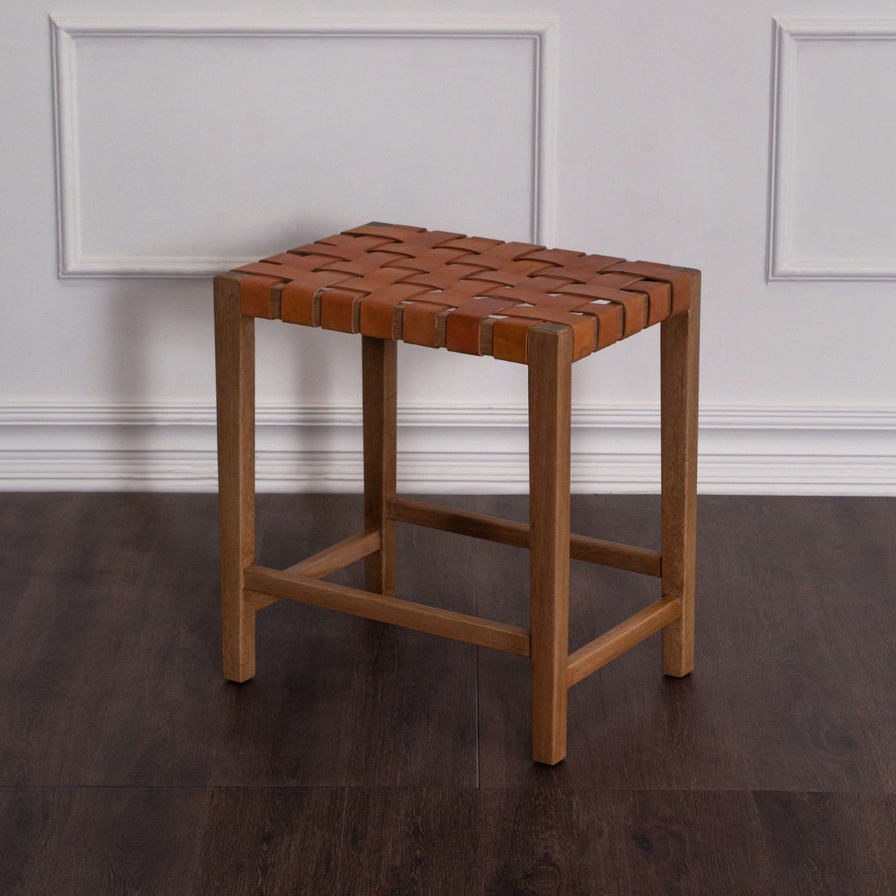 Madeira Woven Leather Counter Stool