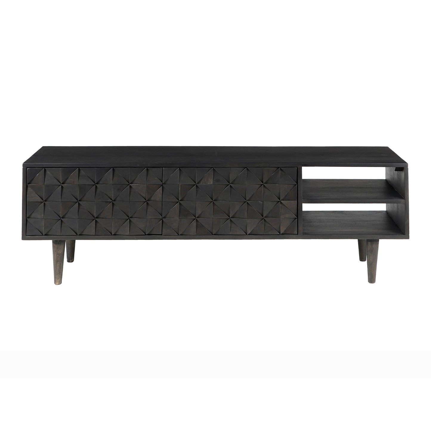 Pablo Solid Sheesham Wood Black Entertainment Unit