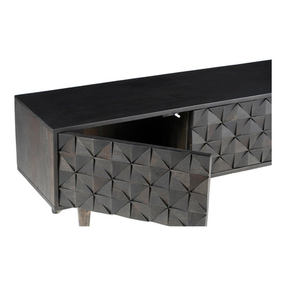 Pablo Solid Sheesham Wood Black Entertainment Unit