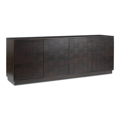 Denman Solid Mango Wood Dark Brown Sideboard With 4 Doors