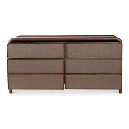 Rye Wood Warm Brown 6 Drawer Dresser