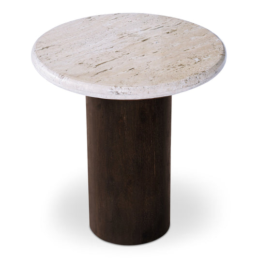 Landon Wood White Round Accent Table