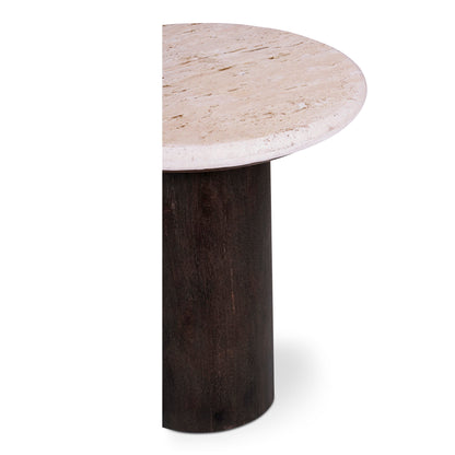 Landon Wood White Round Accent Table