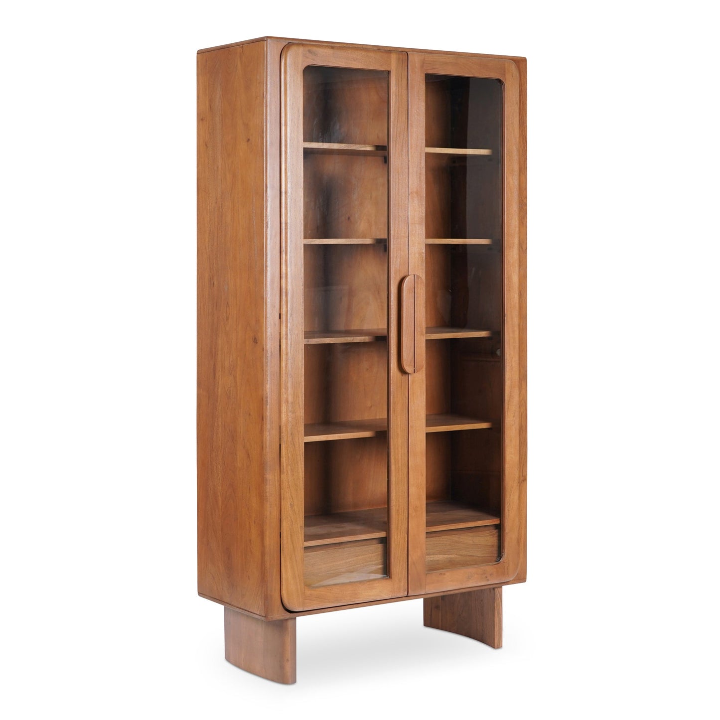 Orson Acacia Wood and Glass Brown Tall Cabinet