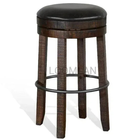 Sunny D Backless Swivel Barstool Black Leather Seat 30"H Set Of 2