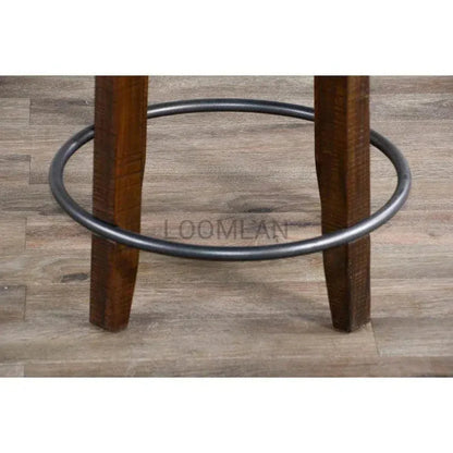 Backless Swivel Counter Stool Black Leather Seat 24"H - LOOMLAN - Sunny D - Counter Stools