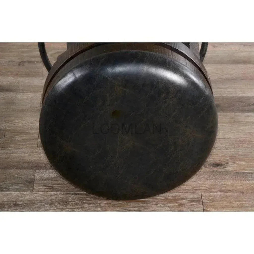 Backless Swivel Counter Stool Black Leather Seat 24"H - LOOMLAN - Sunny D - Counter Stools