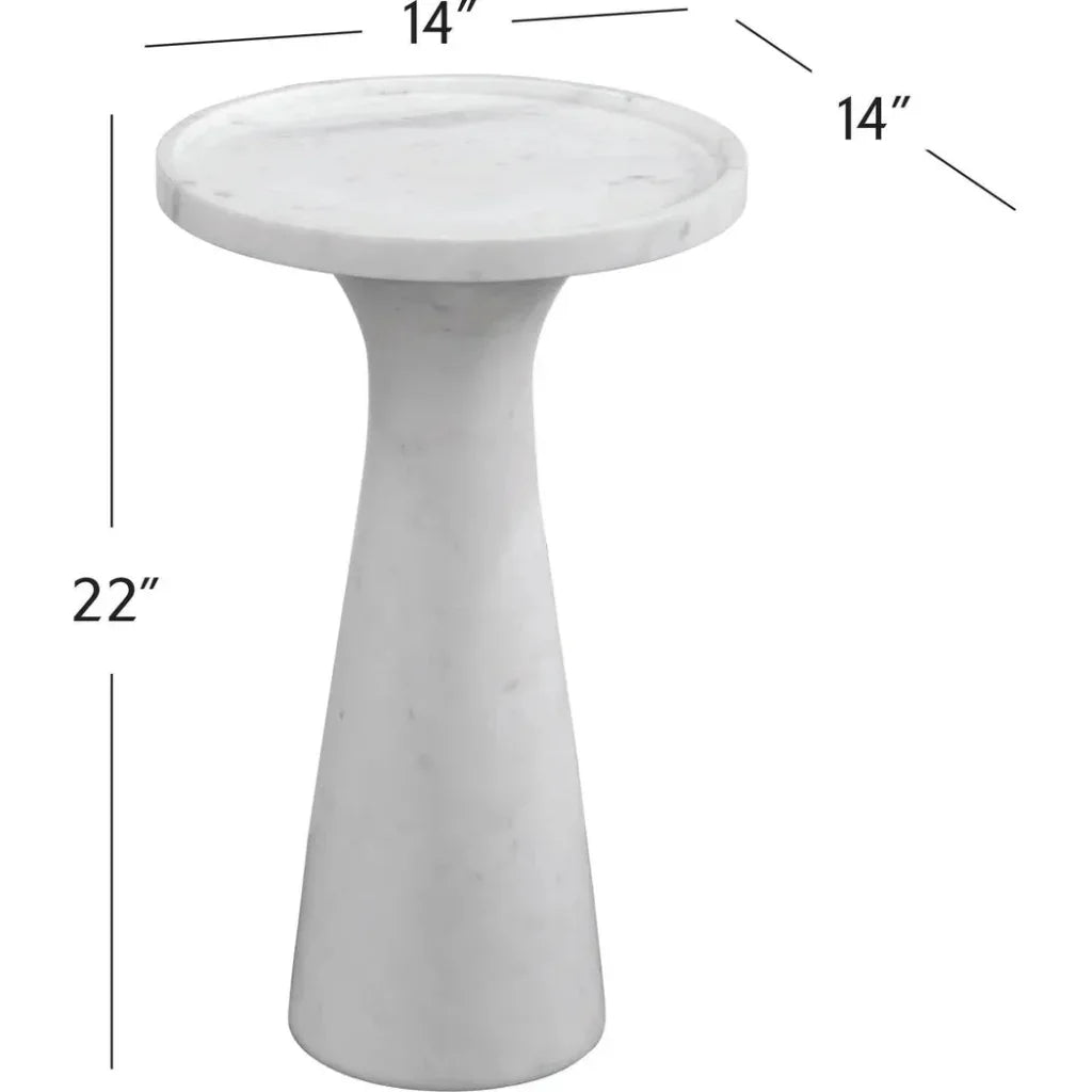 Bassett Mirror Baird White Marble Round Accent Table