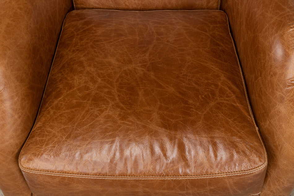 Baker Brown Leather Club Arm Chair-Club Chairs-Sarreid-LOOMLAN