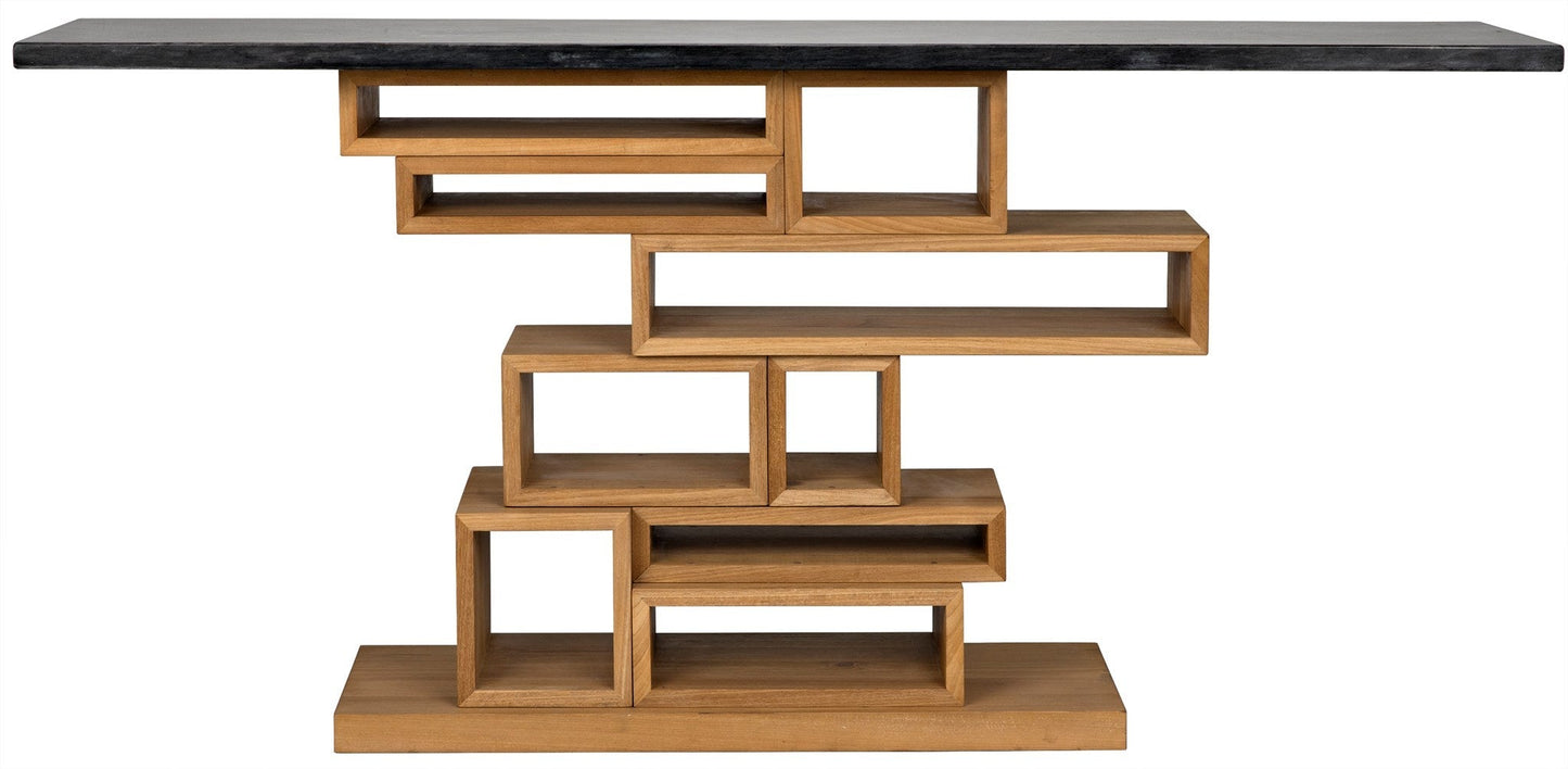 Balin Wood and Marble Console Table-Console Tables-Noir-Sideboards and Things