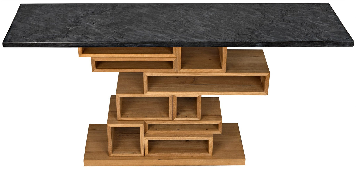 Balin Wood and Marble Console Table-Console Tables-Noir-Sideboards and Things