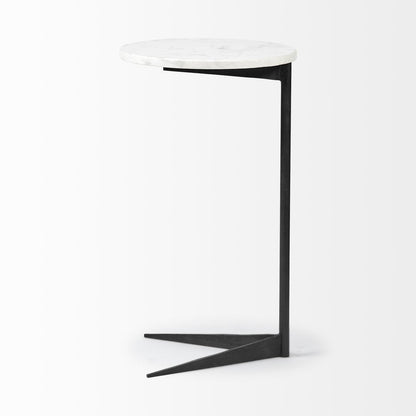 Mercana Ballatine White Marble Top Accent Table