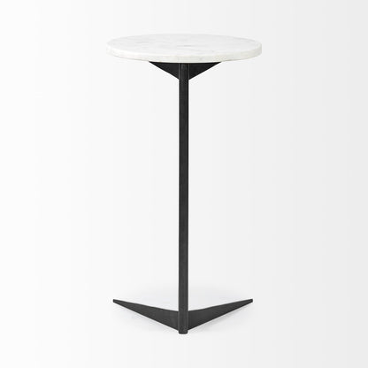 Mercana Ballatine White Marble Top Accent Table