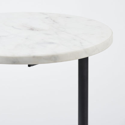 Mercana Ballatine White Marble Top Accent Table