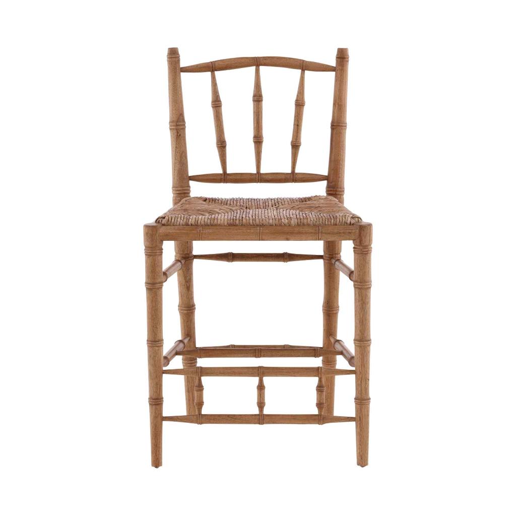 Bamboo Handwoven Rush Seat Counter Stool