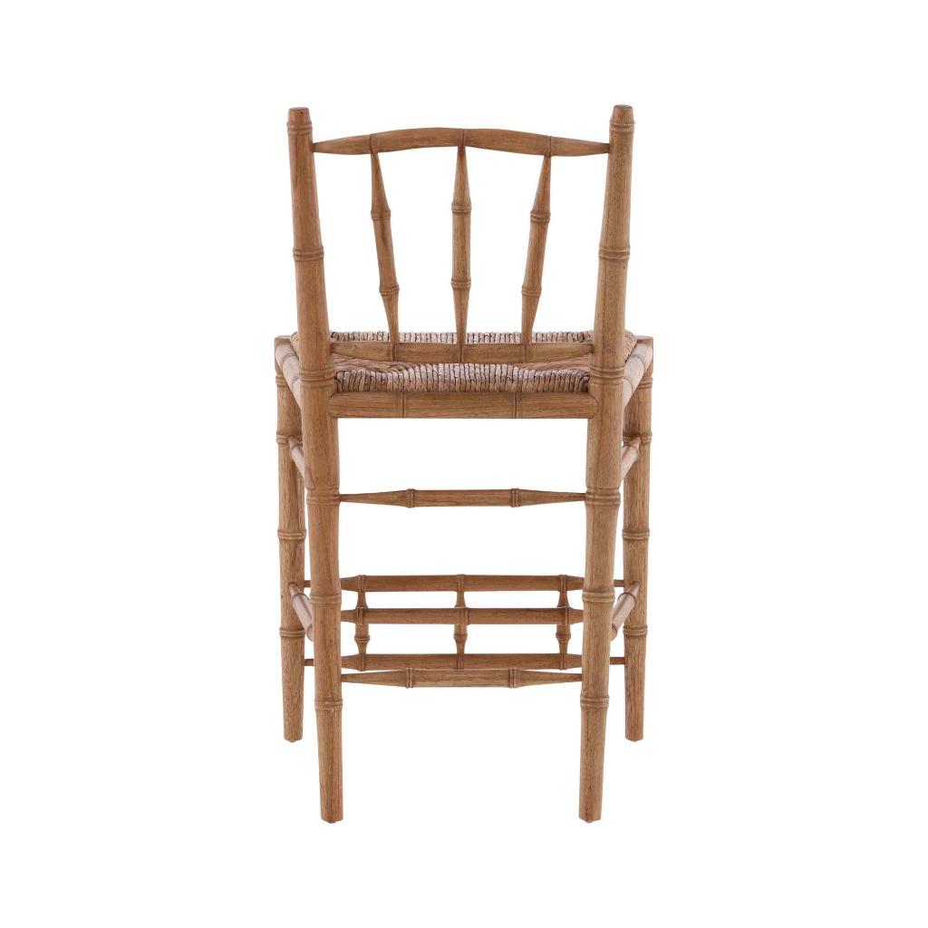 Bamboo Handwoven Rush Seat Counter Stool
