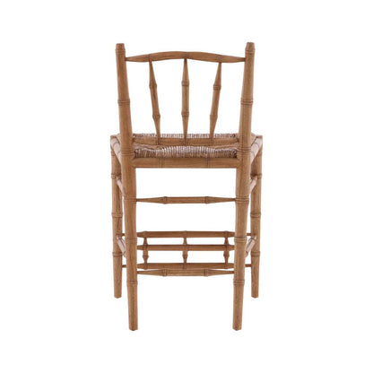 Bamboo Handwoven Rush Seat Counter Stool
