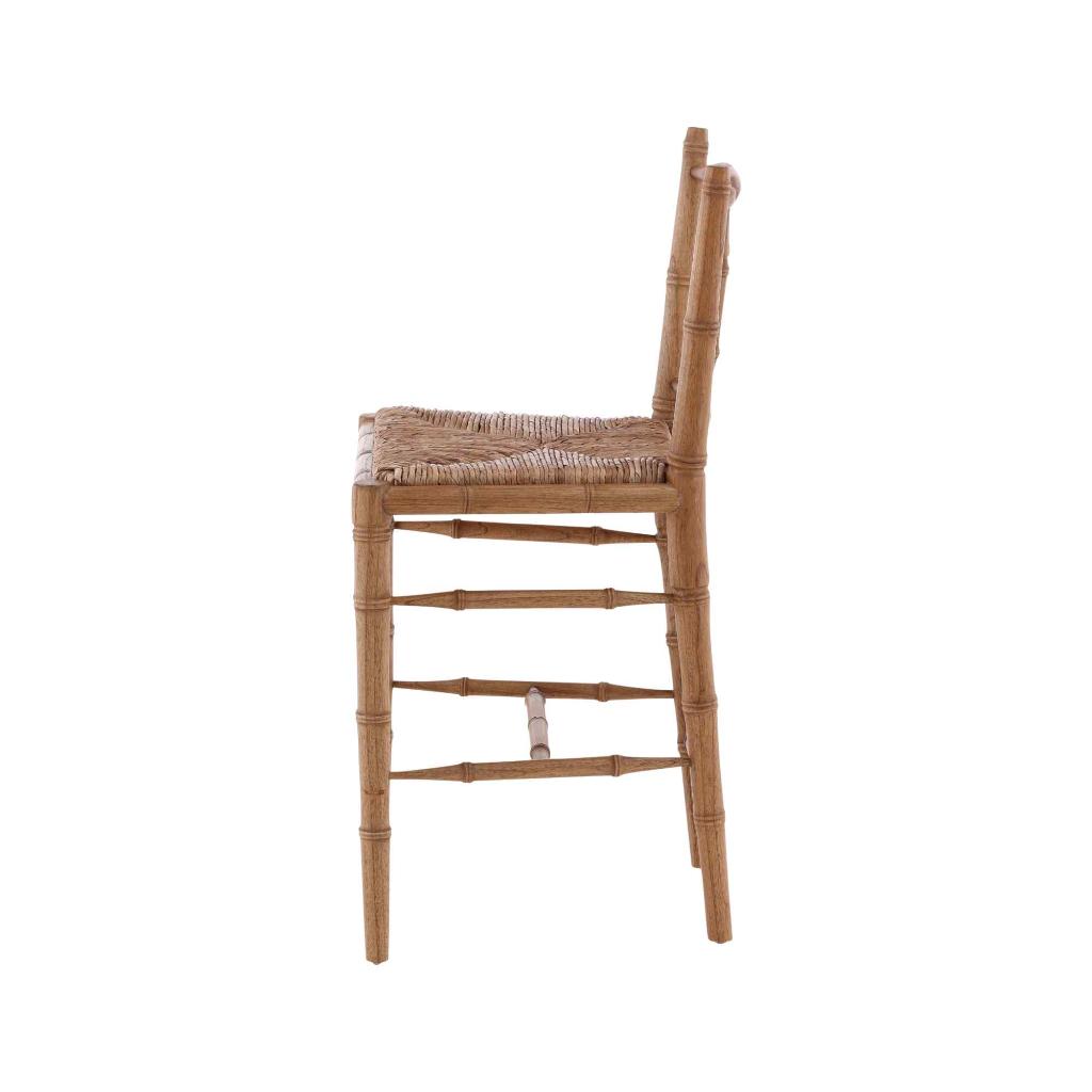 Bamboo Handwoven Rush Seat Counter Stool