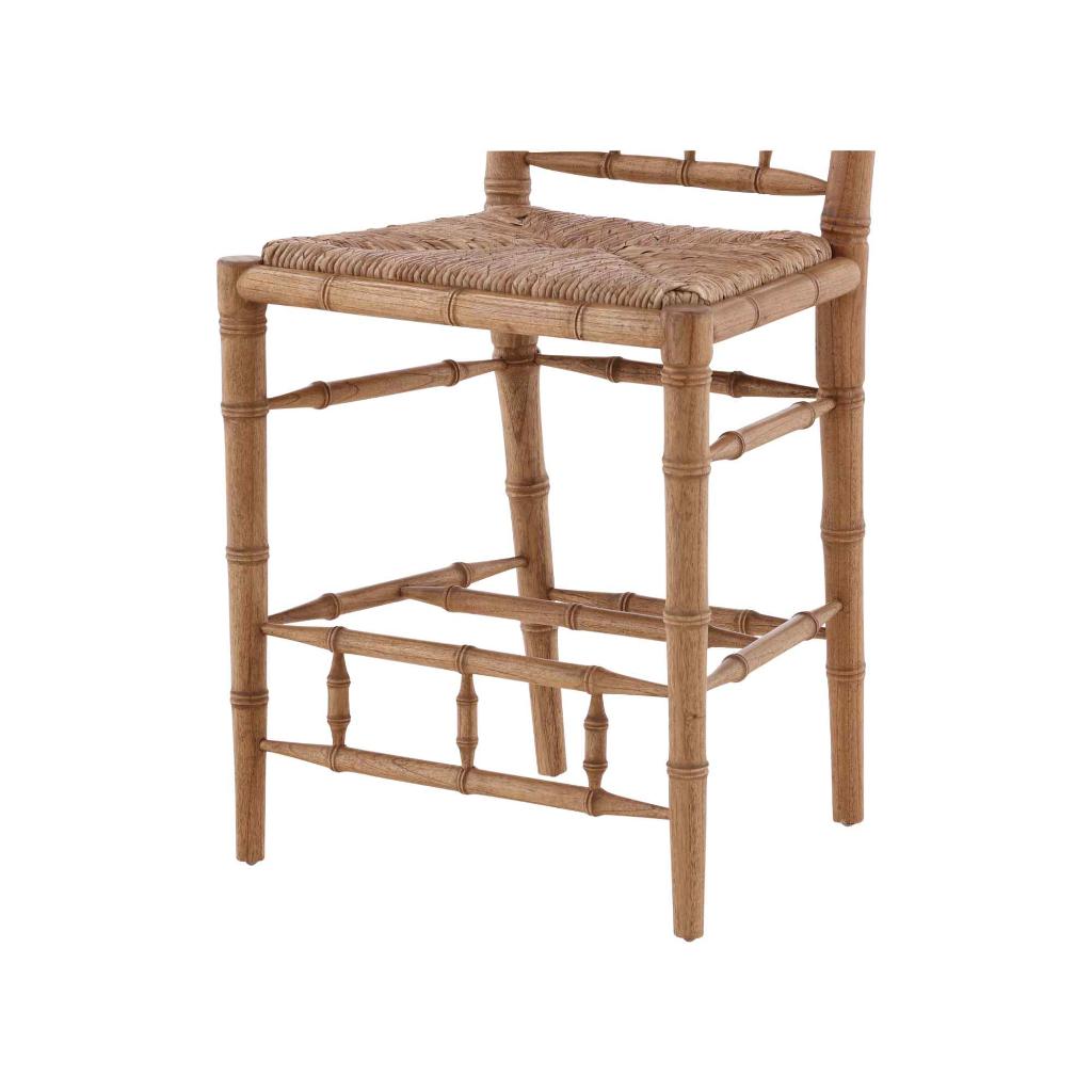 Bamboo Handwoven Rush Seat Counter Stool