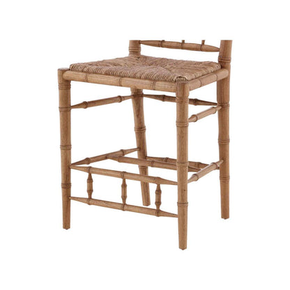 Bamboo Handwoven Rush Seat Counter Stool