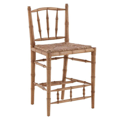 Bamboo Handwoven Rush Seat Counter Stool