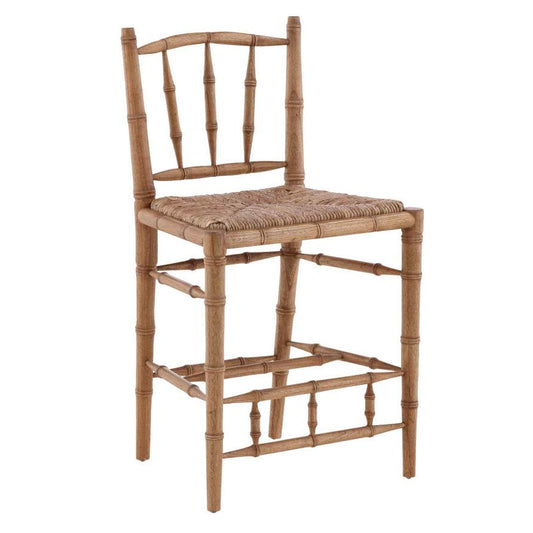 Bamboo Handwoven Rush Seat Counter Stool