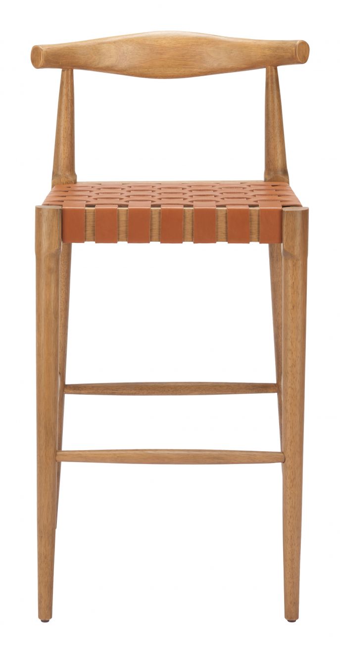 Zuo Modern Bandani Tan Leather Barstool